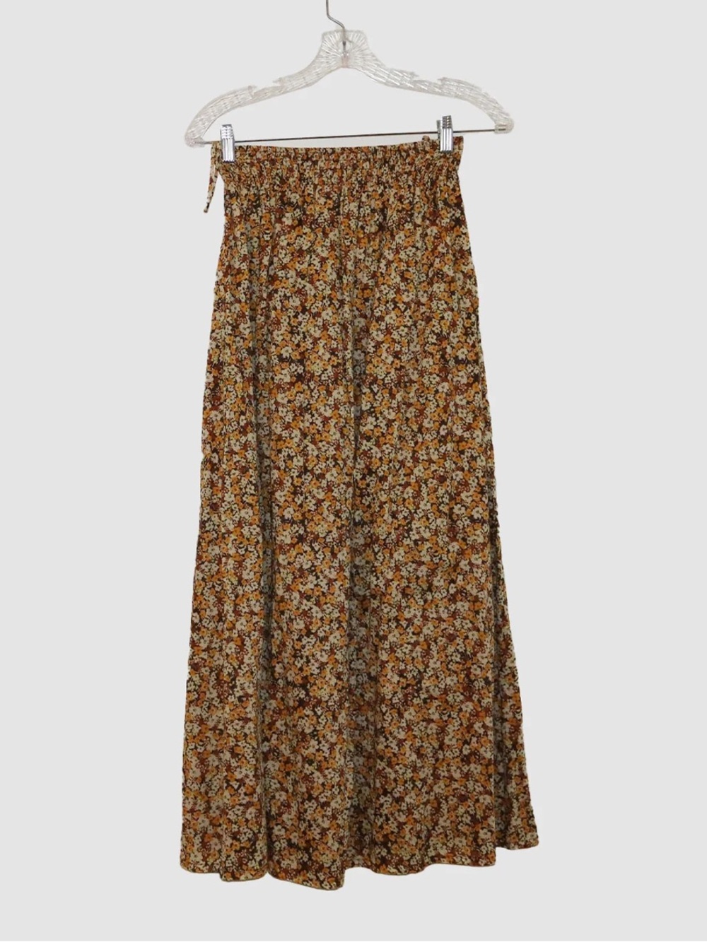 Faithfull the Brand Mustard Brown Floral Maxi Skirt